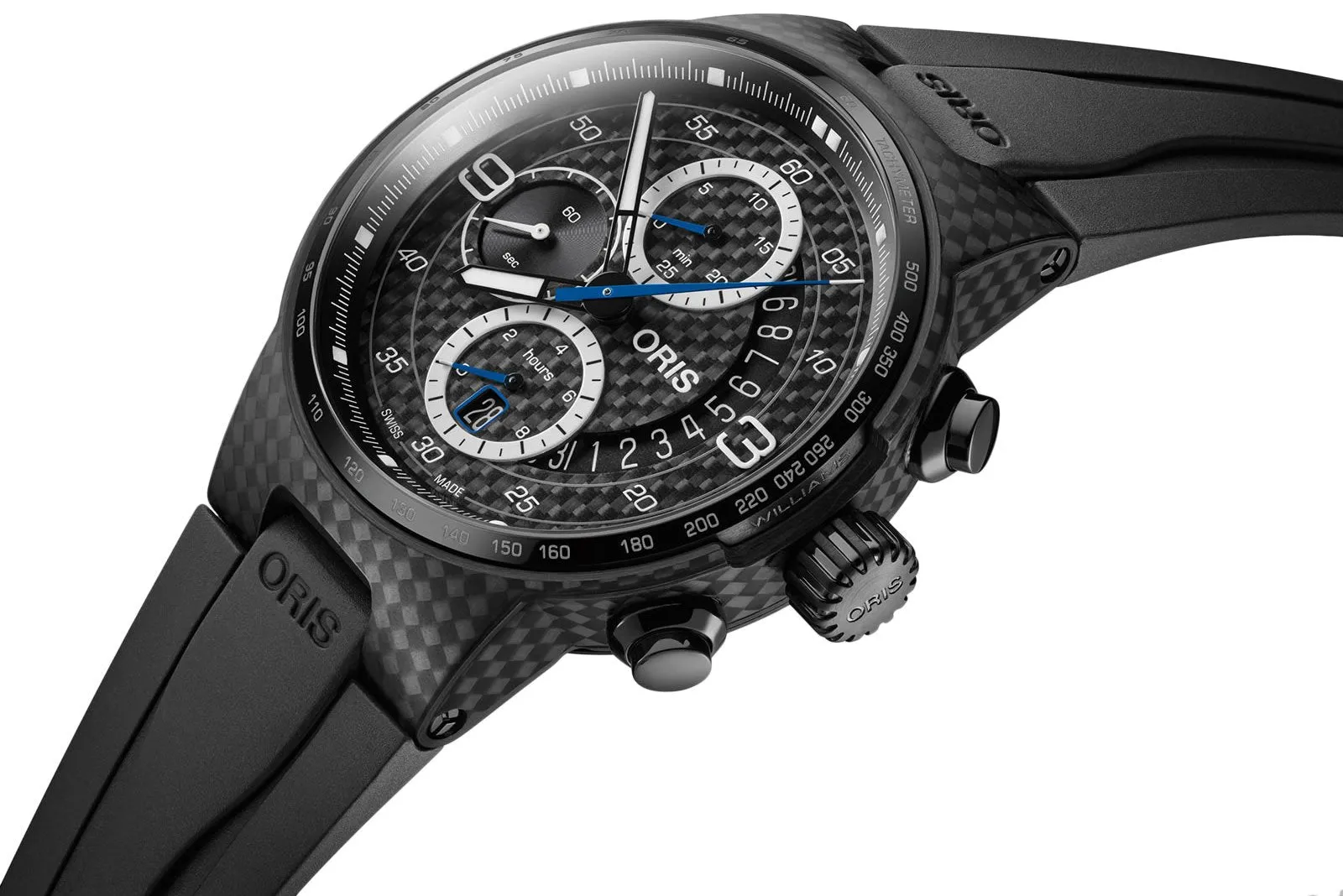 Oris Williams FW41 Limited Edition Chronograph Automatic Black Titanium Black Rubber Strap Black Dial Date Mens Watch 774 7725 8794-Set RS Oris Watches