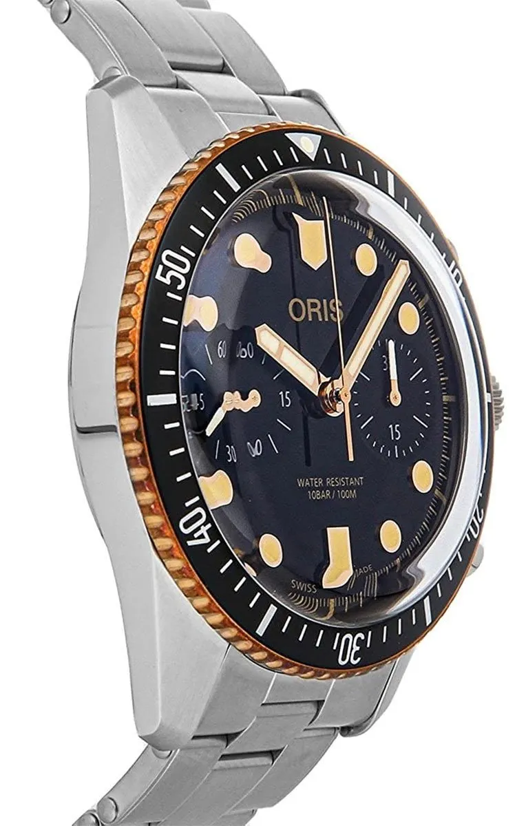 Oris Divers Sixty-Five Automatic Chronograph Stainless Steel Black Dial Mens Watch 771 7744 4354-MB Oris Watches