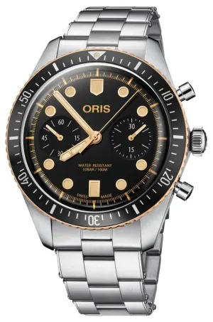Oris Divers Sixty-Five Automatic Chronograph Stainless Steel Black Dial Mens Watch 771 7744 4354-MB Oris Watches