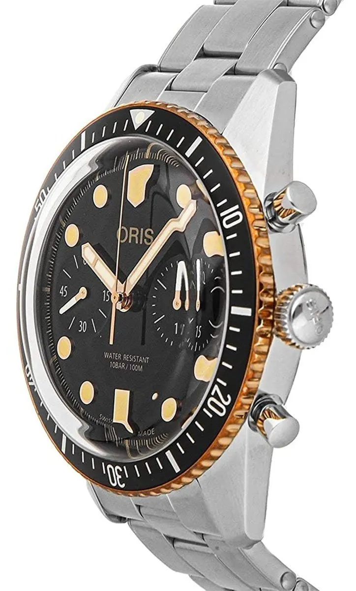 Oris Divers Sixty-Five Automatic Chronograph Stainless Steel Black Dial Mens Watch 771 7744 4354-MB Oris Watches