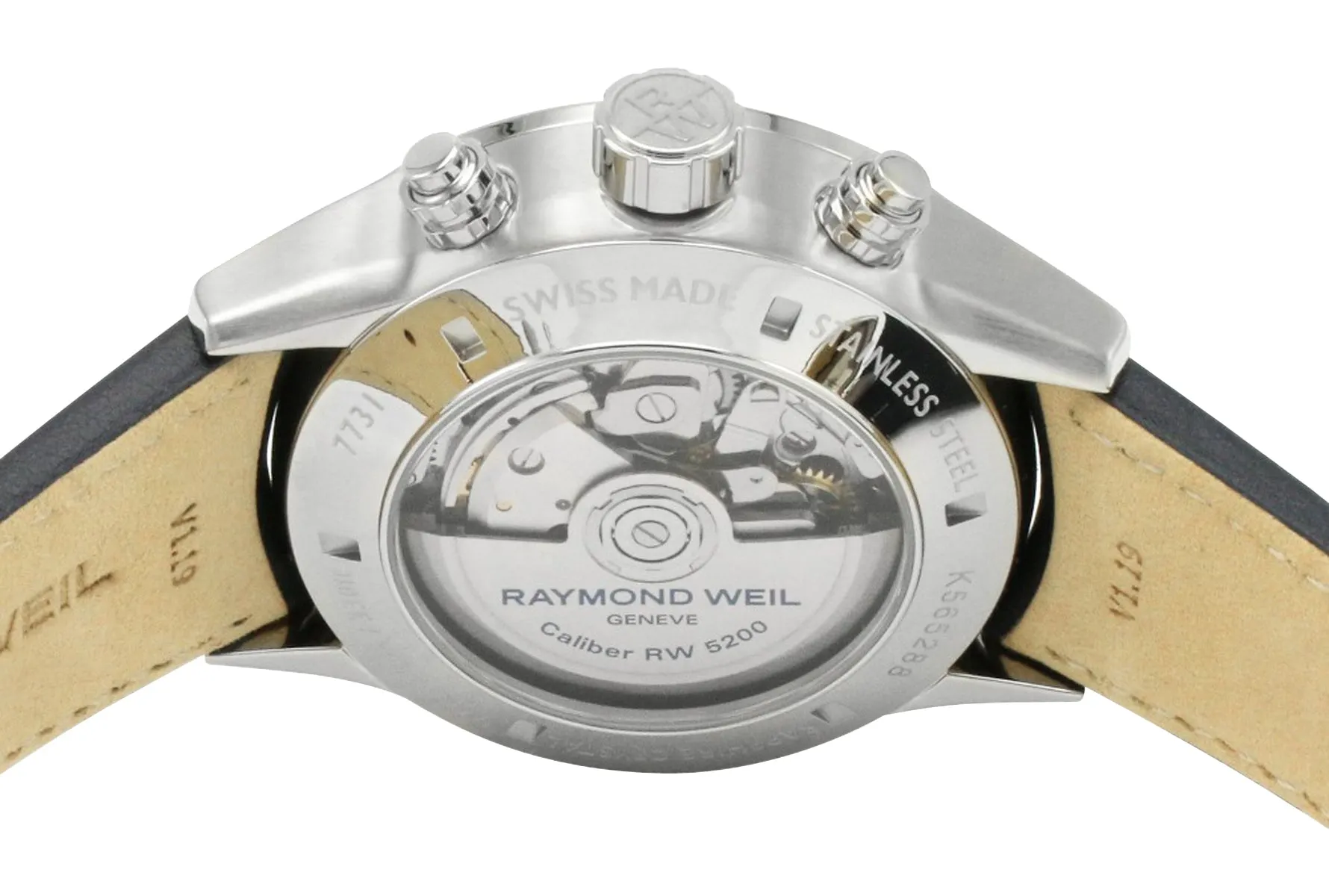 Raymond Weil Freelancer Automatic Chronograph Stainless Steel Silver Dial Blue Leather Strap Day/Date Mens Watch 7731-SC3-65521 Raymond Weil Watches