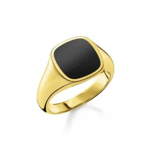 Rebel At Heart Gold Plated Black Ring TR2332-177-11 Thomas Sabo Rings