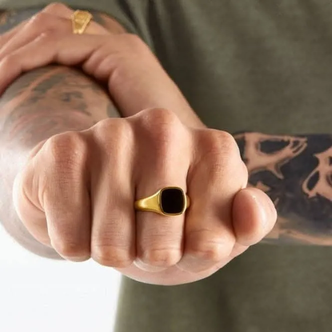 Rebel At Heart Gold Plated Black Ring TR2332-177-11 Thomas Sabo Rings