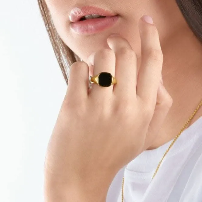 Rebel At Heart Gold Plated Black Ring TR2332-177-11 Thomas Sabo Rings