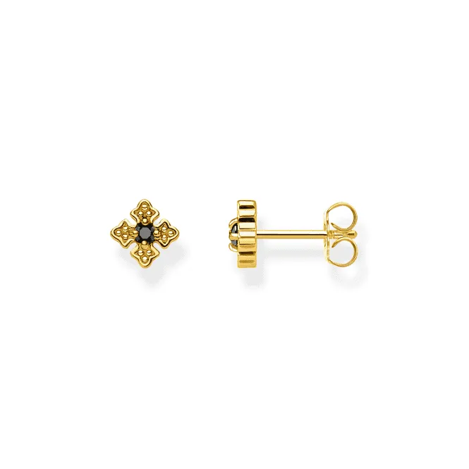 Rebel At Heart Gold Plated Royalty Black Earrings H2021-414-11 Thomas Sabo Earrings