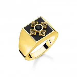 Rebel At Heart Gold Plated Royalty Cross Ring TR2209-177-11 Thomas Sabo Rings