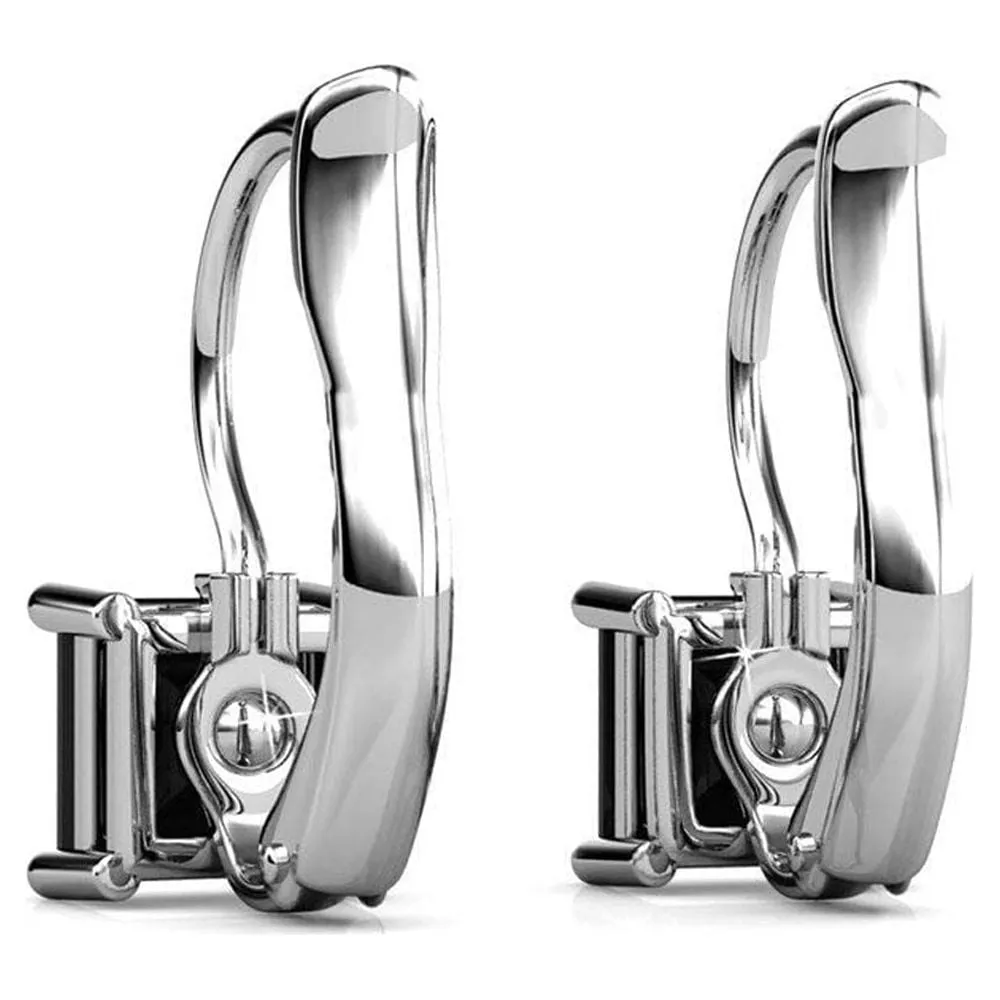 Samantha 18k White Gold Plated Drop Earrings with Black Swarovski Crystal