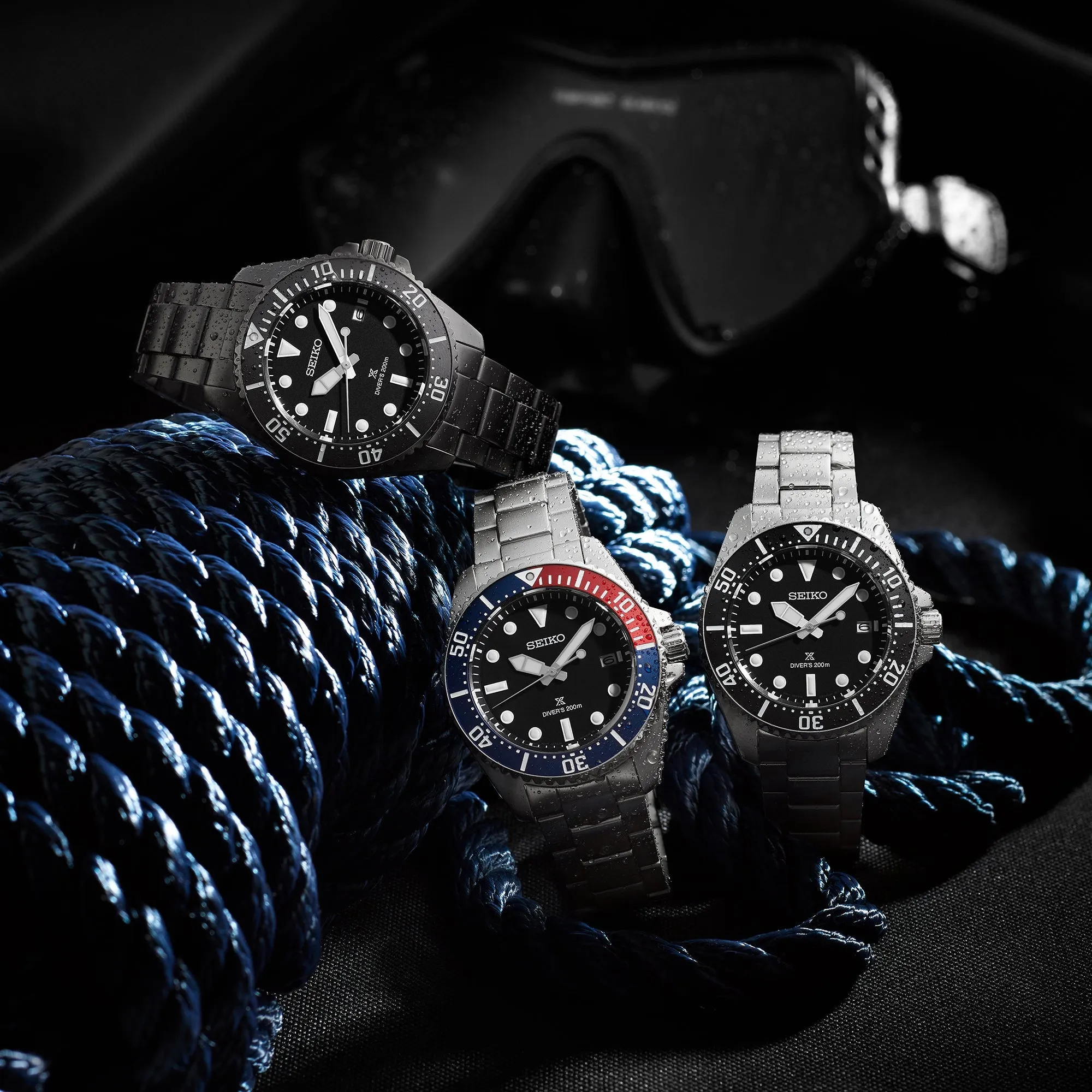 Seiko Watches Seiko Prospex Solar Divers Pure Black Watch