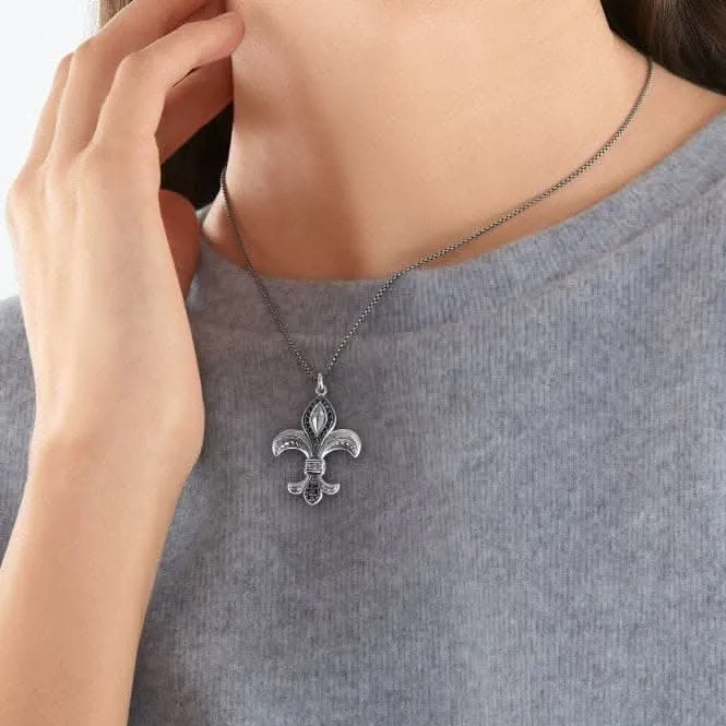 Silver Zirconia Black Fleur-De-Lis Necklace KE2002-643-11-L50V Thomas Sabo Necklaces