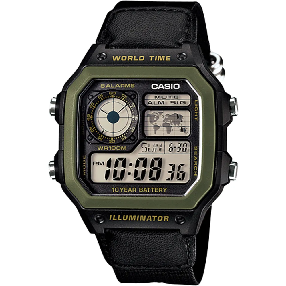 Sport Mens Watches Casio Youth Series AE1200WHB-1B World Time