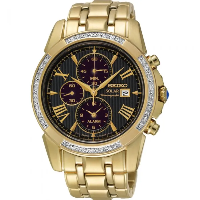 Sport Mens Watches Seiko SSC314P-9 Le Grand Sport Solar Diamond Set Watch