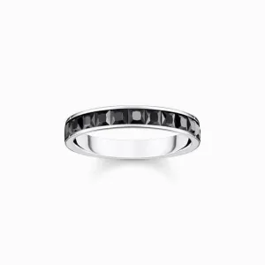 Sterling Silver Black Pavé Stones Ring TR2358-643-11 Thomas Sabo Rings
