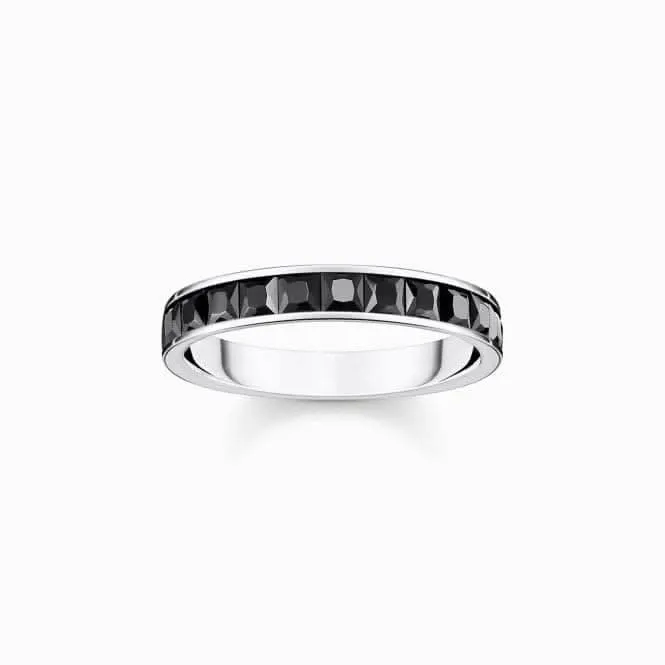 Sterling Silver Black Pavé Stones Ring TR2358-643-11 Thomas Sabo Rings