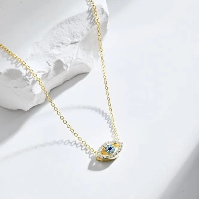 Sterling Silver Gold Plated Blue Evil Eye Necklace ERLN039 Ania Haie Jewellery