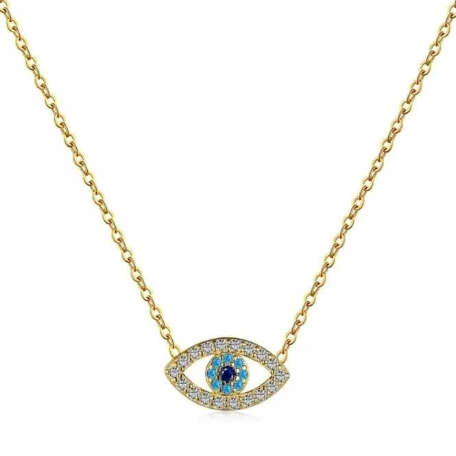 Sterling Silver Gold Plated Blue Evil Eye Necklace ERLN039 Ania Haie Jewellery