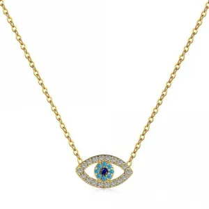 Sterling Silver Gold Plated Blue Evil Eye Necklace ERLN039 Ania Haie Jewellery