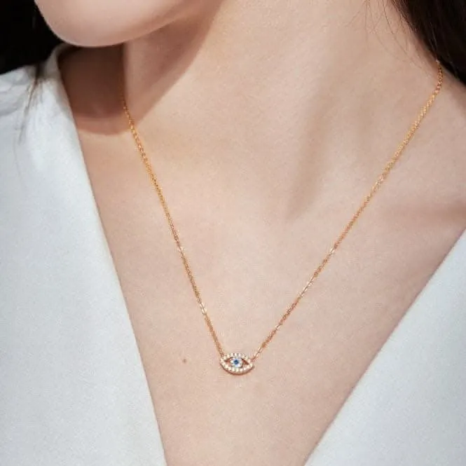 Sterling Silver Gold Plated Blue Evil Eye Necklace ERLN039 Ania Haie Jewellery