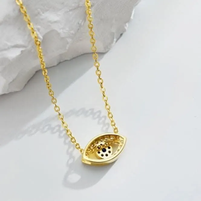 Sterling Silver Gold Plated Blue Evil Eye Necklace ERLN039 Ania Haie Jewellery