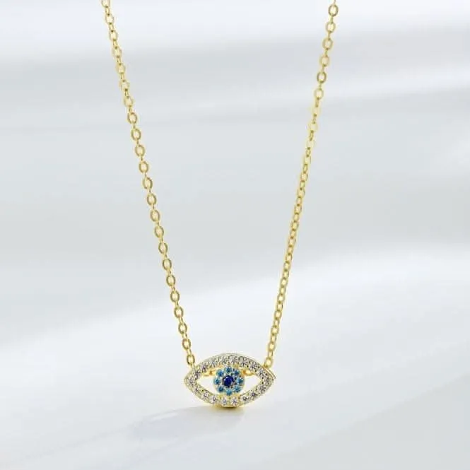Sterling Silver Gold Plated Blue Evil Eye Necklace ERLN039 Ania Haie Jewellery