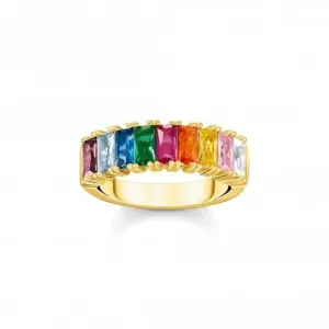 Sterling Silver Gold Plated Colourful Stones Ring TR2404-996-7 Thomas Sabo Rings