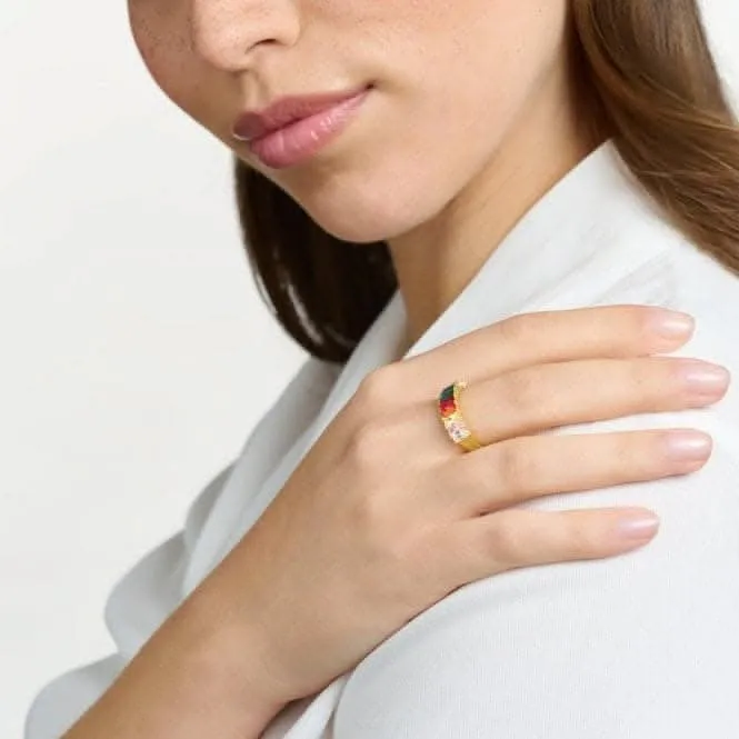 Sterling Silver Gold Plated Colourful Stones Ring TR2404-996-7 Thomas Sabo Rings
