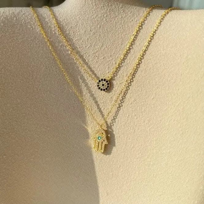 Sterling Silver Gold Plated Double Chain Evil Eye Necklace ERLN037 Ania Haie Jewellery