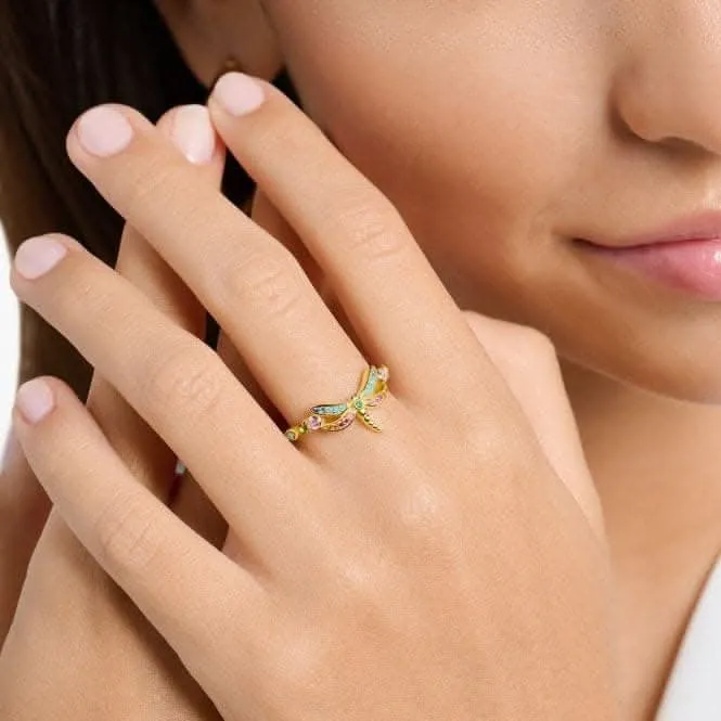 Sterling Silver Gold Plated Dragonfly Ring TR2383-315-7 Thomas Sabo Rings