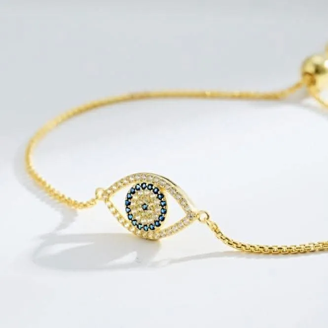 Sterling Silver Gold Plated Evil Eye Bracelet ERLB045 Ania Haie Jewellery
