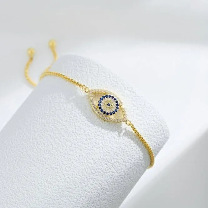 Sterling Silver Gold Plated Evil Eye Bracelet ERLB045 Ania Haie Jewellery