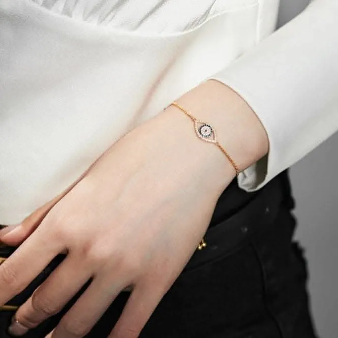 Sterling Silver Gold Plated Evil Eye Bracelet ERLB045 Ania Haie Jewellery