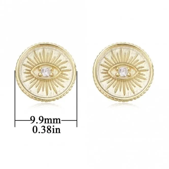 Sterling Silver Gold Plated Evil Eye Disc Earrings ERLE085 Ania Haie Jewellery