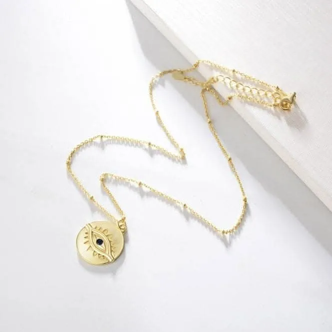 Sterling Silver Gold Plated Evil Eye Disc Necklace ERLN044 Ania Haie Jewellery