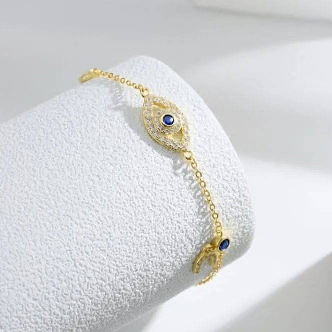 Sterling Silver Gold Plated Evil Eye Lucky Horseshoe Bracelet ERLB046 Ania Haie Jewellery
