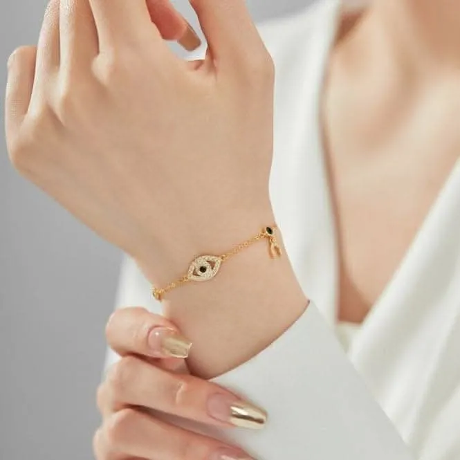 Sterling Silver Gold Plated Evil Eye Lucky Horseshoe Bracelet ERLB046 Ania Haie Jewellery