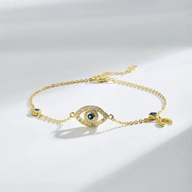 Sterling Silver Gold Plated Evil Eye Lucky Horseshoe Bracelet ERLB046 Ania Haie Jewellery