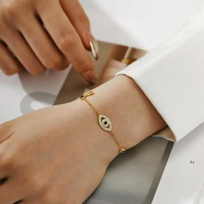 Sterling Silver Gold Plated Evil Eye Lucky Horseshoe Bracelet ERLB046 Ania Haie Jewellery
