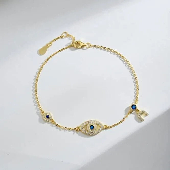 Sterling Silver Gold Plated Evil Eye Lucky Horseshoe Bracelet ERLB046 Ania Haie Jewellery
