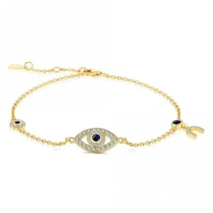Sterling Silver Gold Plated Evil Eye Lucky Horseshoe Bracelet ERLB046 Ania Haie Jewellery