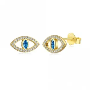 Sterling Silver Gold Plated Evil Eye Stud Earrings ERLE081 Ania Haie Jewellery