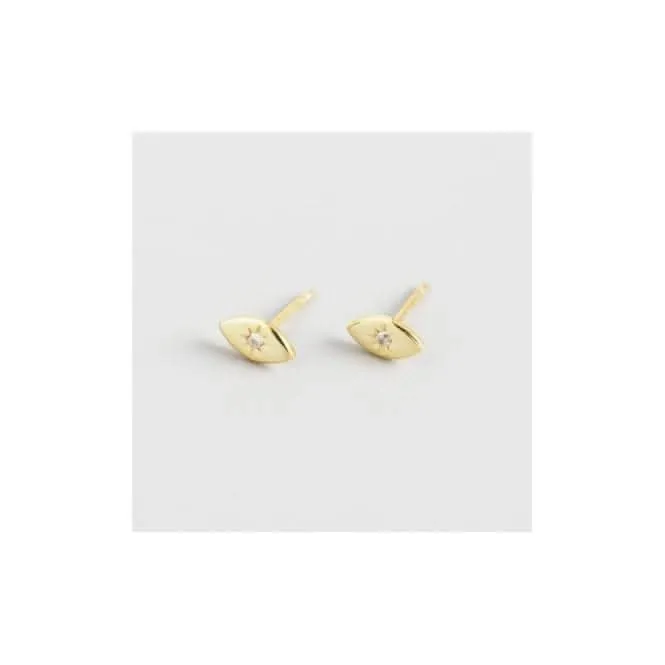 Sterling Silver Gold Plated Evil Eye Stud Earrings ERLE087 Ania Haie Jewellery