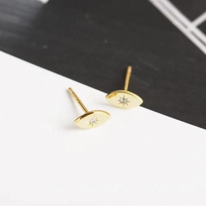 Sterling Silver Gold Plated Evil Eye Stud Earrings ERLE087 Ania Haie Jewellery