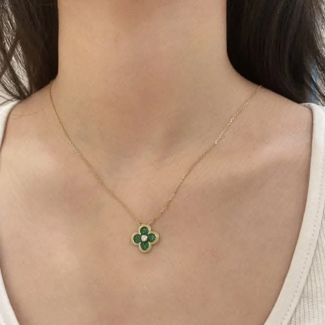 Sterling Silver Gold Plated Green Lucky 4 Leaf Necklace ERLN029 Ania Haie Jewellery
