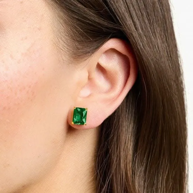 Sterling Silver Gold Plated Green Stone Earrings H2201-472-6 Thomas Sabo Earrings