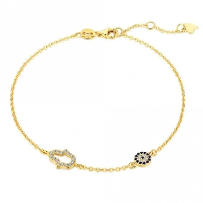 Sterling Silver Gold Plated Hand Of Fatima Bracelet ERLB048 Ania Haie Jewellery