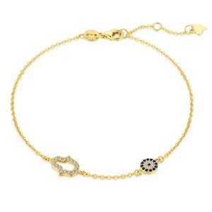 Sterling Silver Gold Plated Hand Of Fatima Bracelet ERLB048 Ania Haie Jewellery