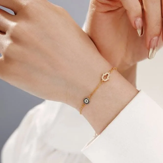 Sterling Silver Gold Plated Hand Of Fatima Bracelet ERLB048 Ania Haie Jewellery