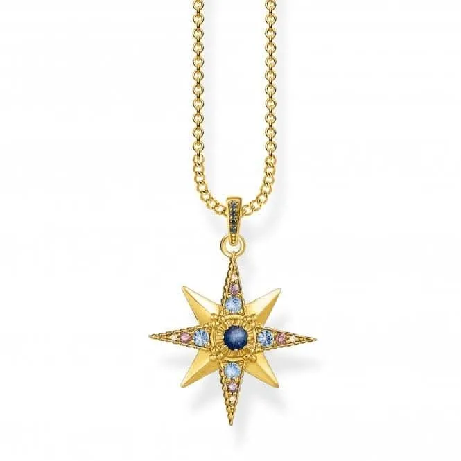 Sterling Silver Gold Plated Stones Zirconia Royalty Star Necklace KE1967-959-7-L45V Thomas Sabo Necklaces
