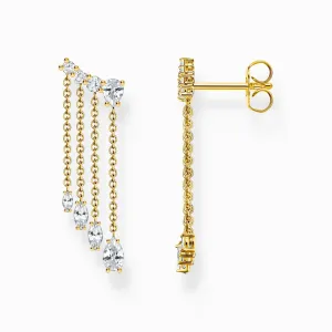 Sterling Silver Gold Plated White Stone Waterfall Earrings H2325-414-14 Thomas Sabo Earrings