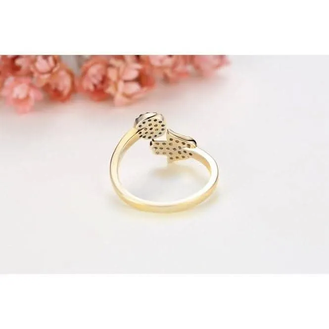 Sterling Silver Gold Sparkling Zirconia Adjustable Hand Of Fatima Ring ERLR015 Ania Haie Jewellery