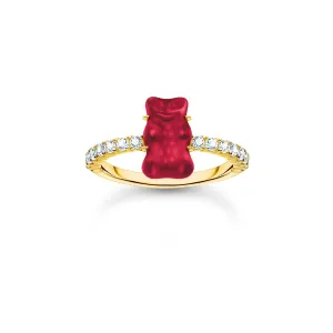 Sterling Silver HARIBO Gold Plated Zirconia Red Goldbears Ring TR2459-414-10 Thomas Sabo Rings